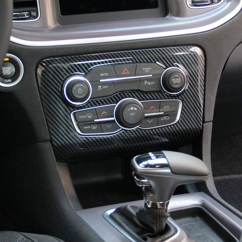 crosselec Carbon Fiber Central Control Air Conditioning A/C Panel Cover tirm for Dodge Charger 2015+ (Black) - Image 2